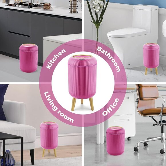 Pukomc Smart Sensor Wastebasket Hand Free Touchless 2.6 Gallon Pink - Picture 7 of 7